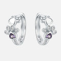 Boucles d'oreilles huggie Tassu en argent sterling 925 – avec zircon et pierre en forme de cœur