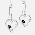 Boucles d'oreilles en argent avec design en forme de cœur et de patte