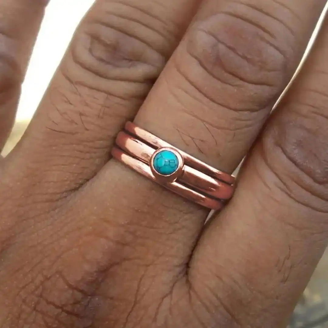 Bague en Pierre Turquoise Superposée Bohème