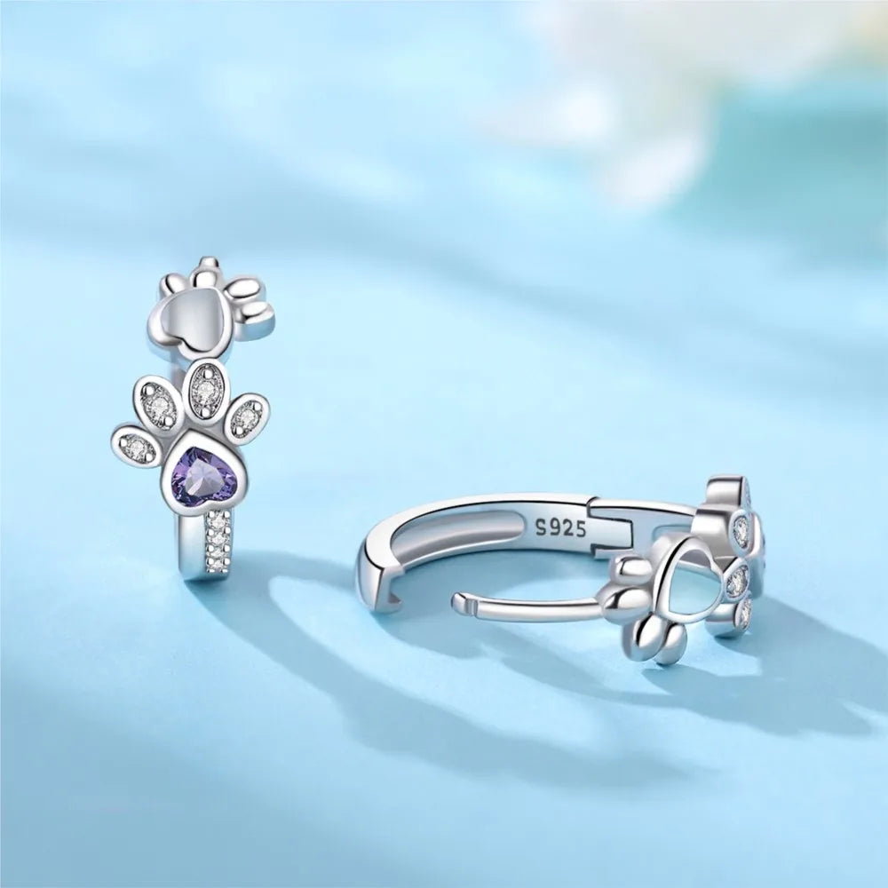 Boucles d'oreilles huggie Tassu en argent sterling 925 – avec zircon et pierre en forme de cœur