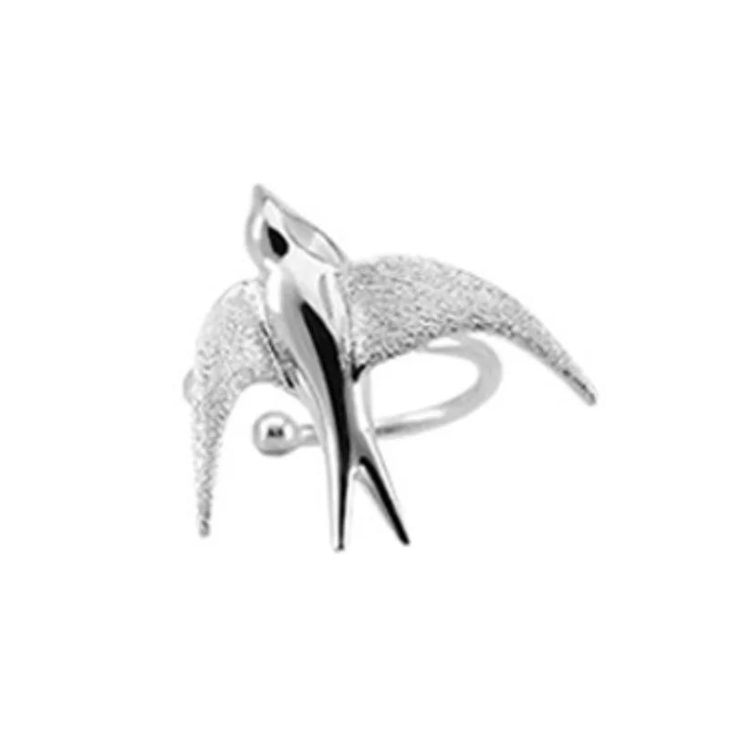 Jolies boucles d'oreilles clips en argent en forme d'hirondelle