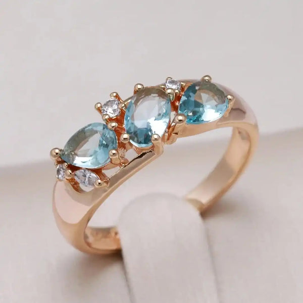 Bague en Zircon bleu vintage en or rose