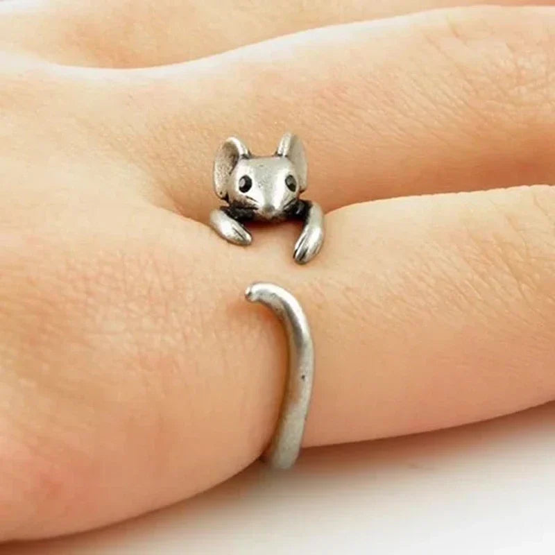 Bague souris charmante – bijou vintage ajustable