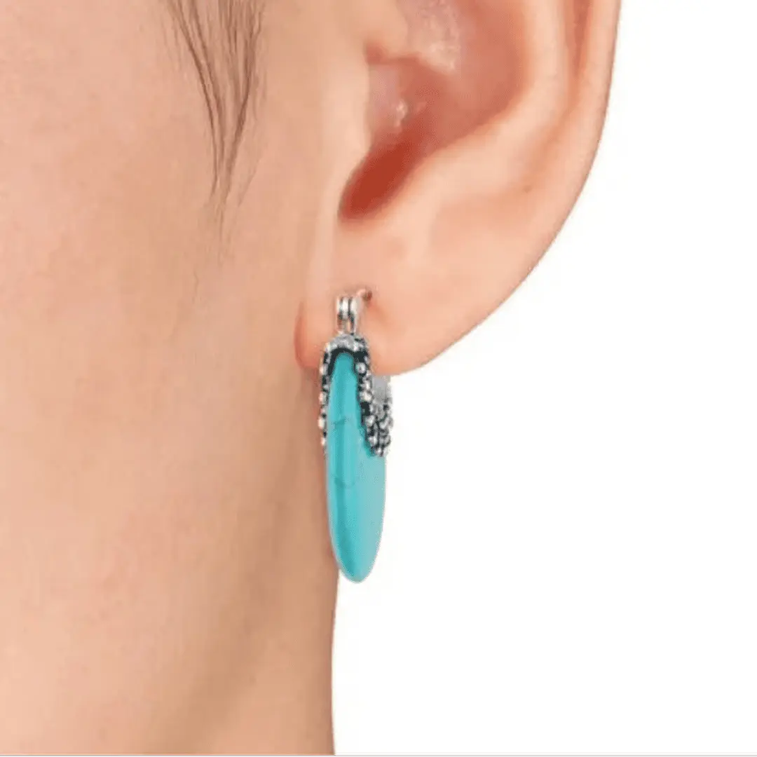 Boucles d'oreilles en argent turquoise en pierre