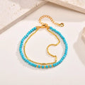 Bracelet en chaîne double dorée intemporelle turquoise