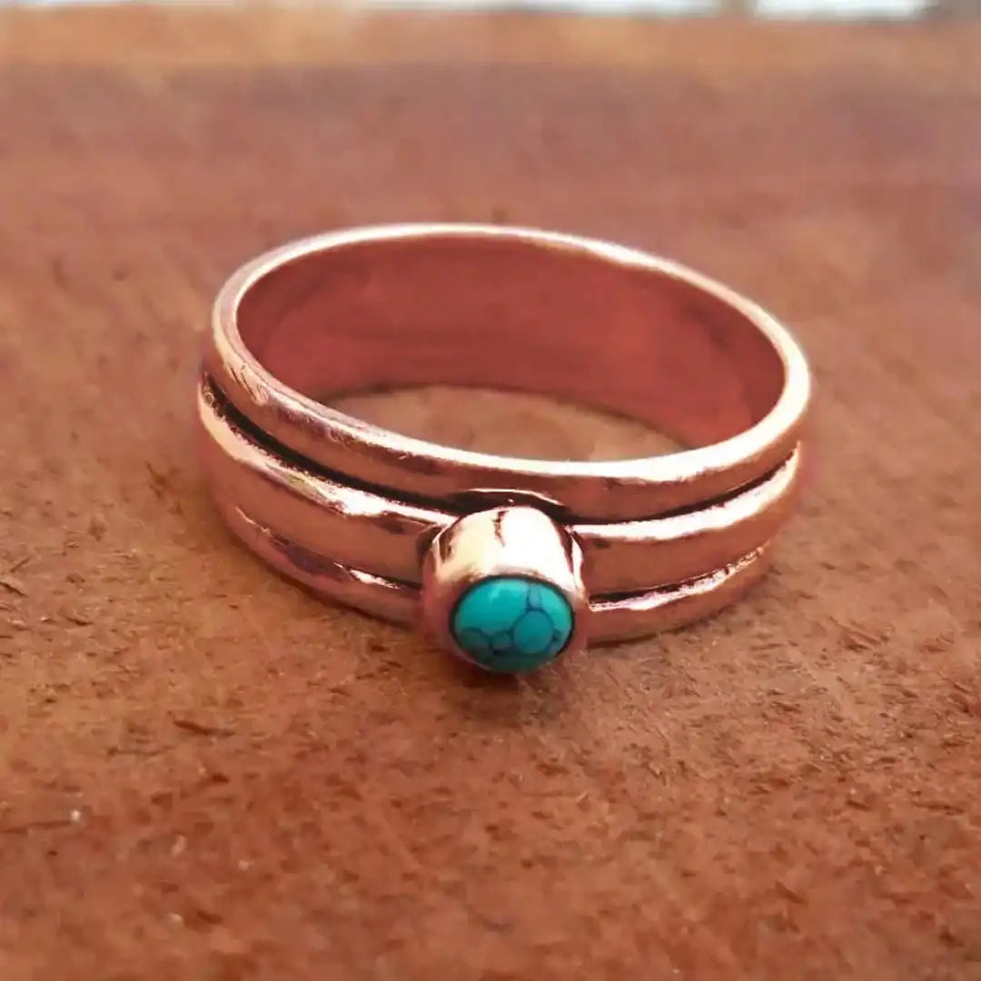 Bague en Pierre Turquoise Superposée Bohème