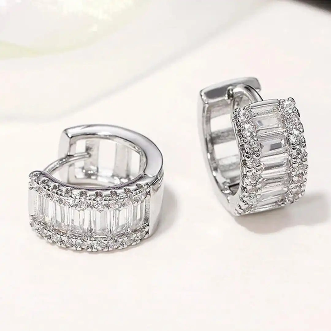 Boucles d'oreilles en zirconia mini baguette