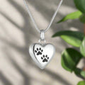 Collier en forme de cœur avec pendentif en patte, urne funéraire souvenir pour animal de compagnie