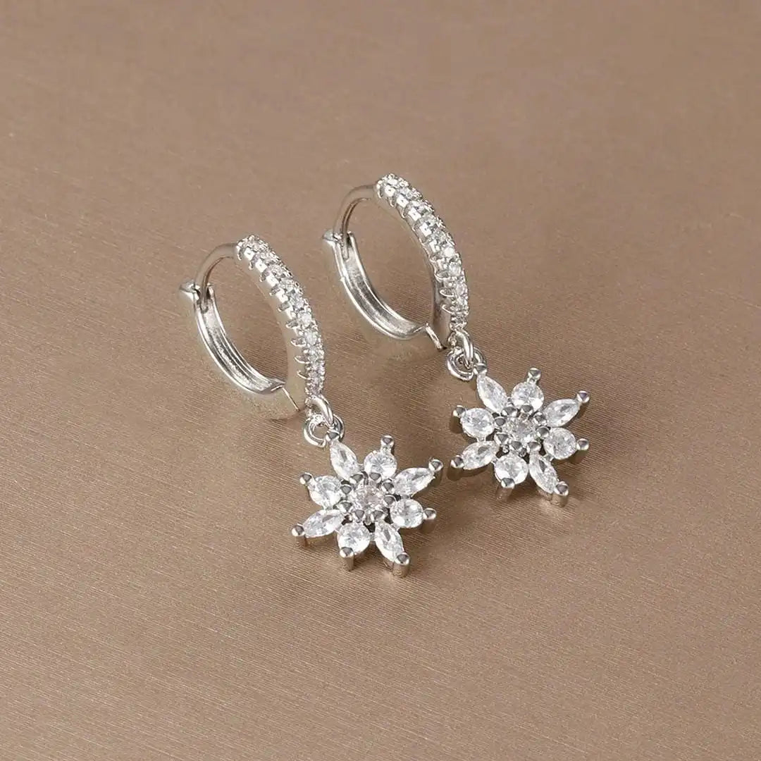 Boucles d'oreilles goutte de flocon de neige en cristal classique