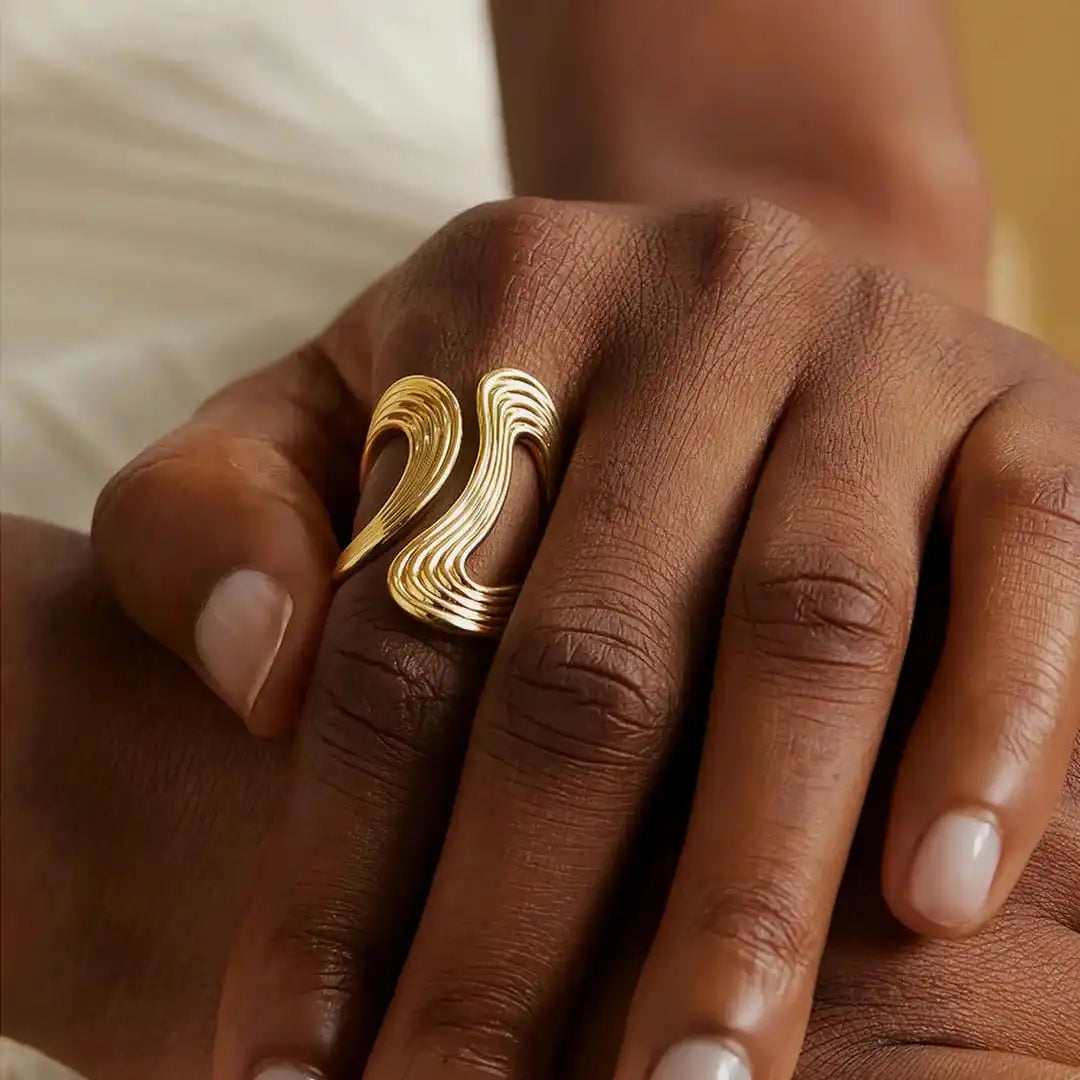 Superbe Bague en Perles Dorées