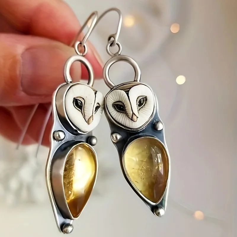 Boucles d'oreilles pendentif hibou boho – sans nickel pour les oreilles sensibles