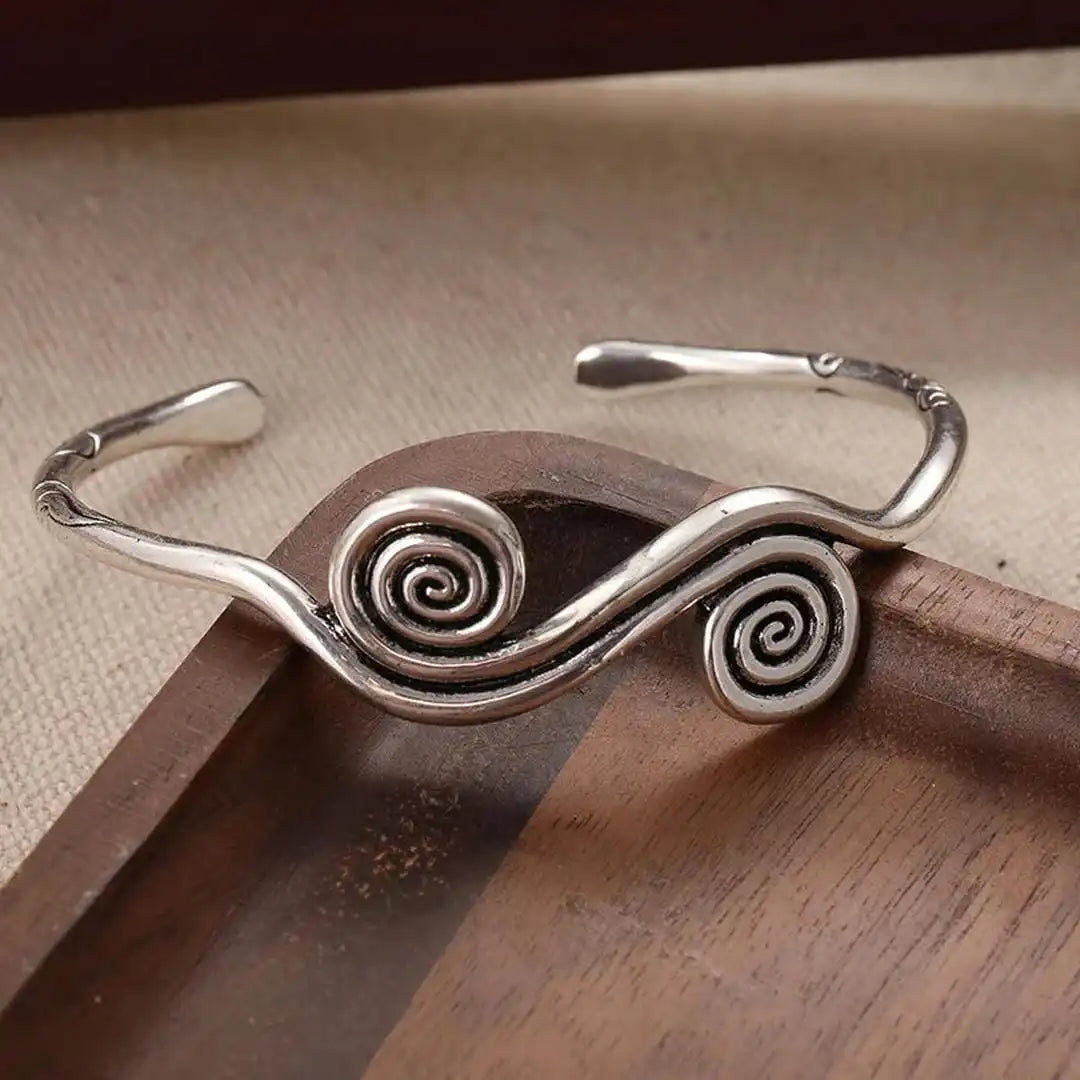 Bracelet manchette en argent classique à double spirale