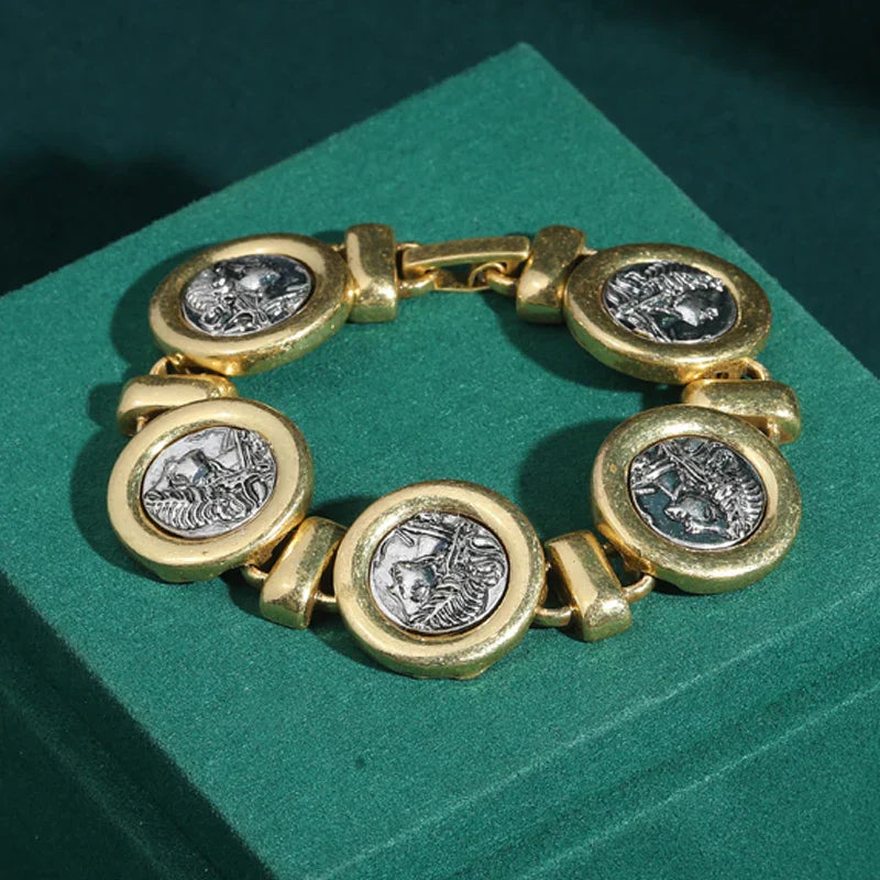 Bracelet Vintage Muinainen Portrait en Or