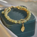 Magnifique bracelet en jade vert doré