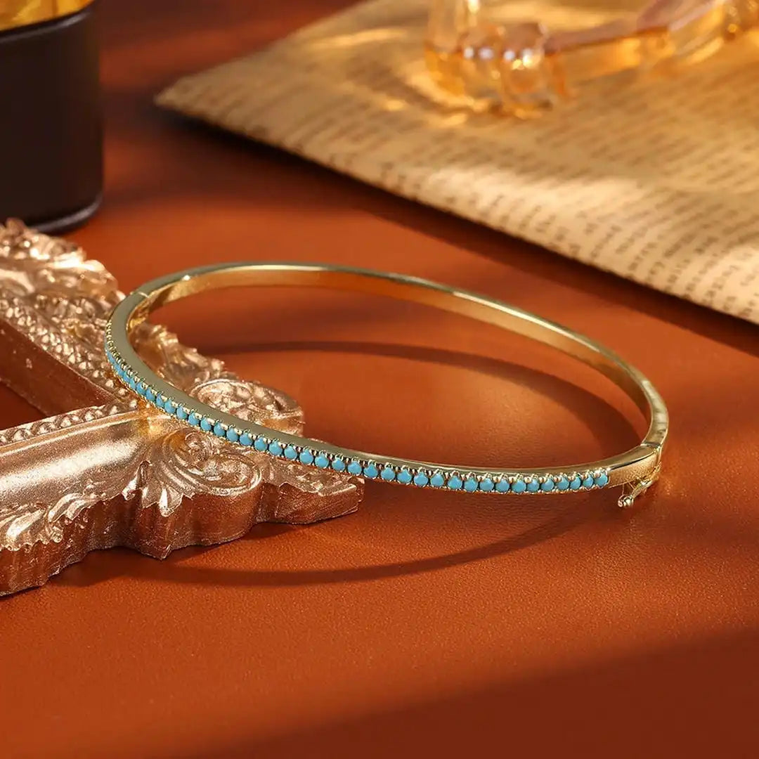 Bracelet en Pierre Turquoise Dorée
