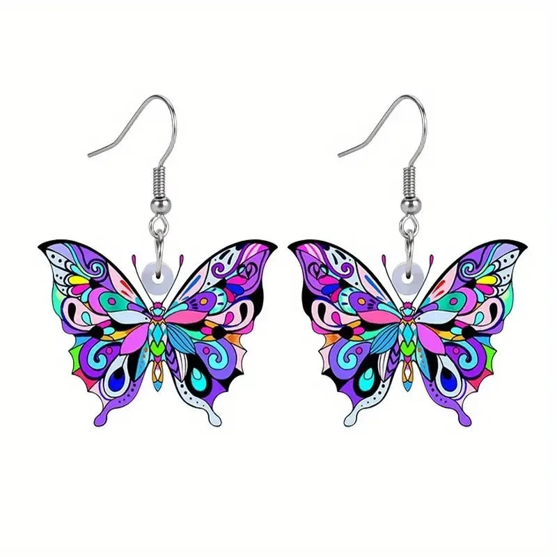 Boucles d'oreilles en forme de papillon coloré pour femmes