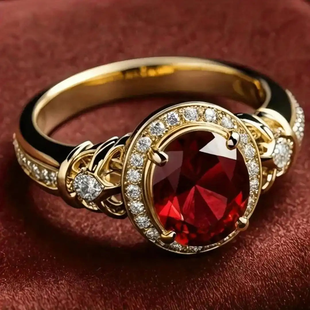 Bague de déclaration en halo Rubiini