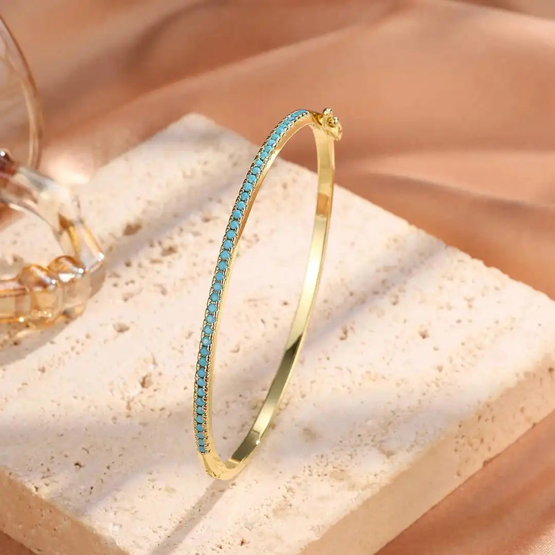 Bracelet en Pierre Turquoise Dorée