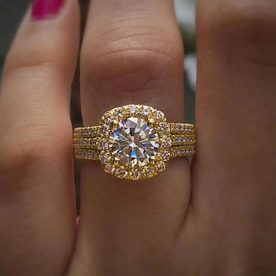 Bague statement halo pavé