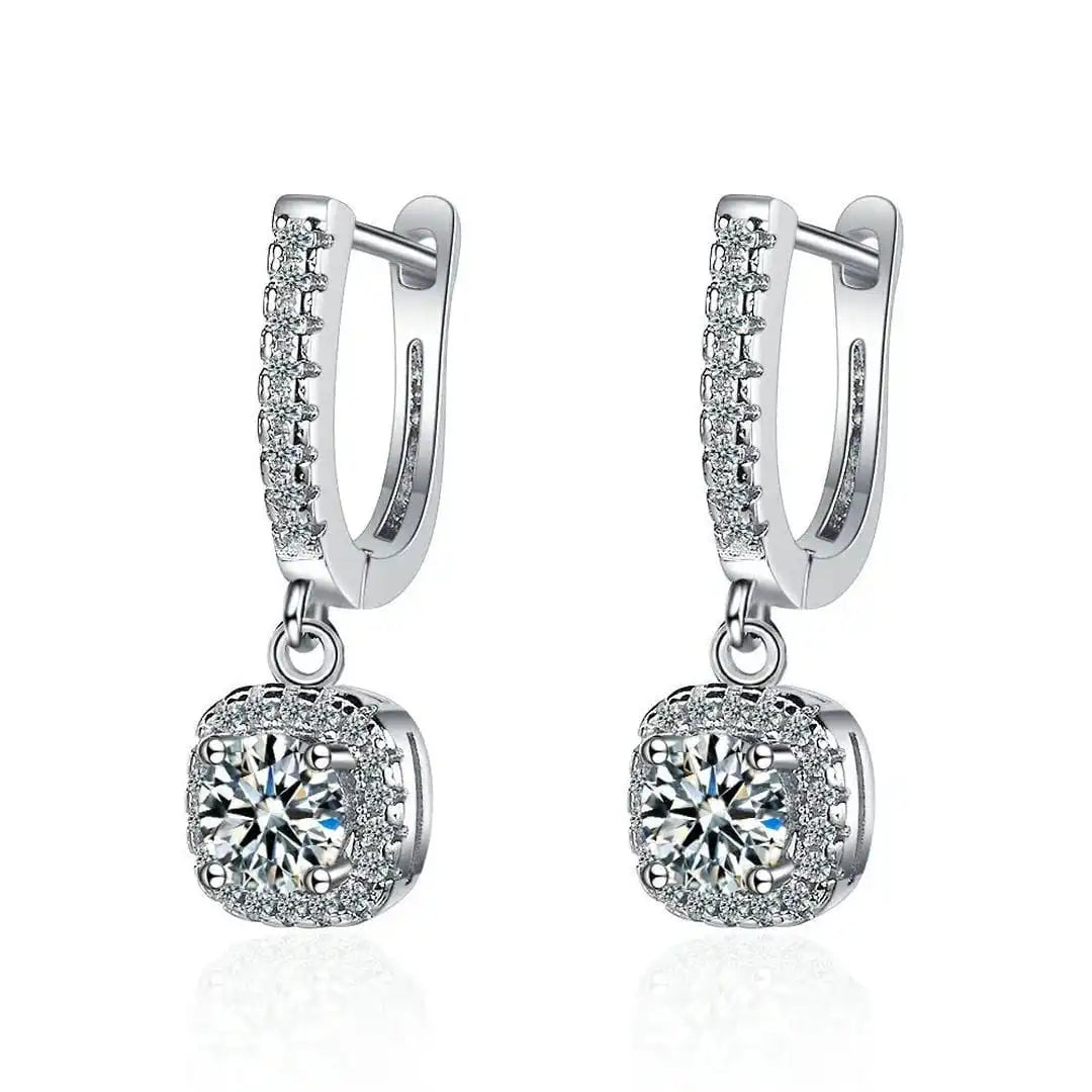 Boucles d'oreilles en pierre en or blanc classiques