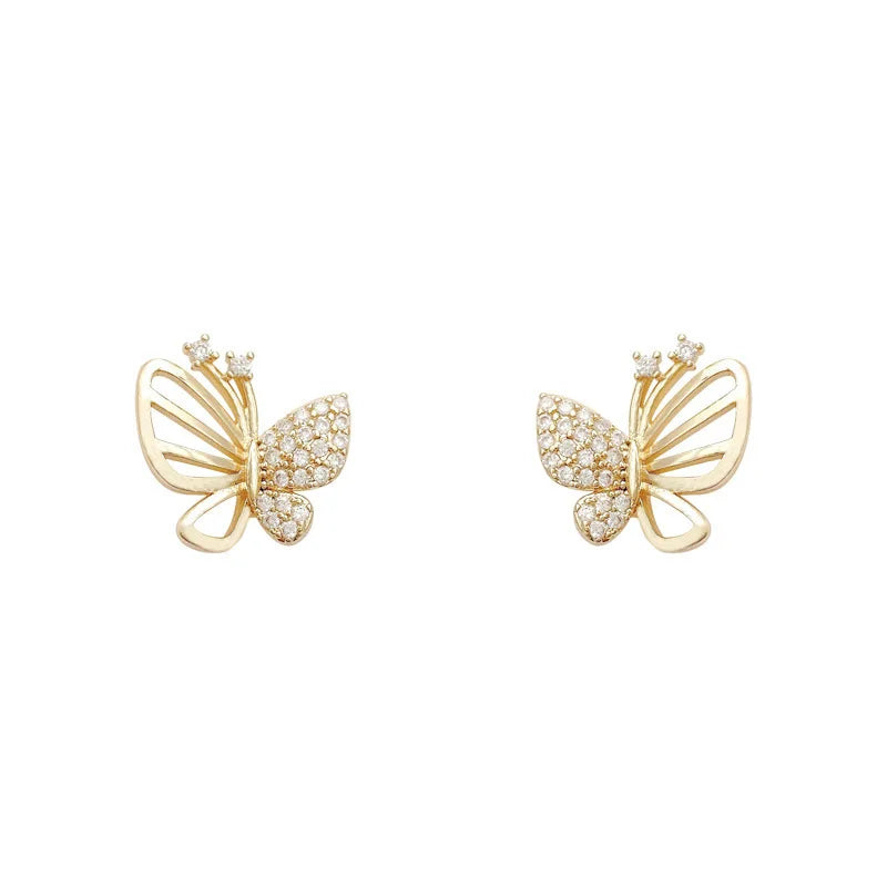 Boucles d'oreilles en zircon en forme de papillon élégantes