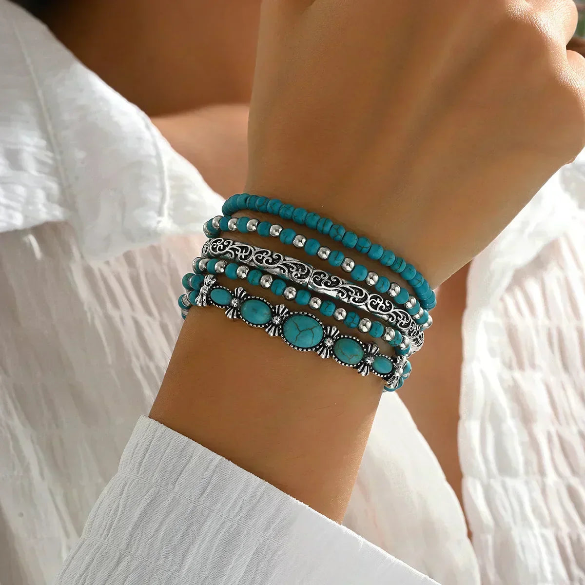 Bracelet de perles turquoise bohème