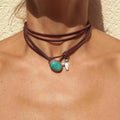 Collier pendentif vintage bohème turquoise