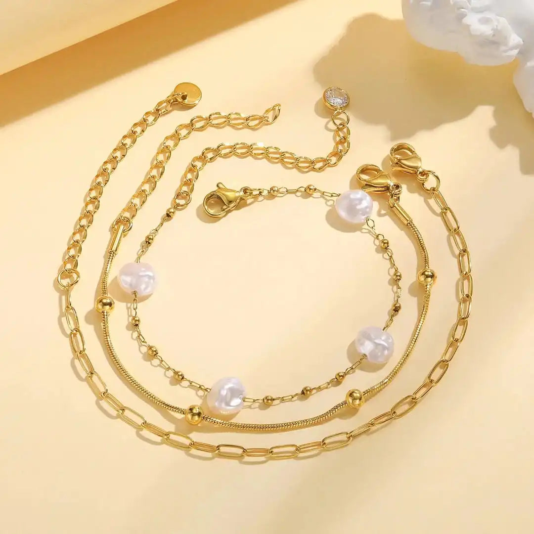 Bracelet empilable set de perles dorées