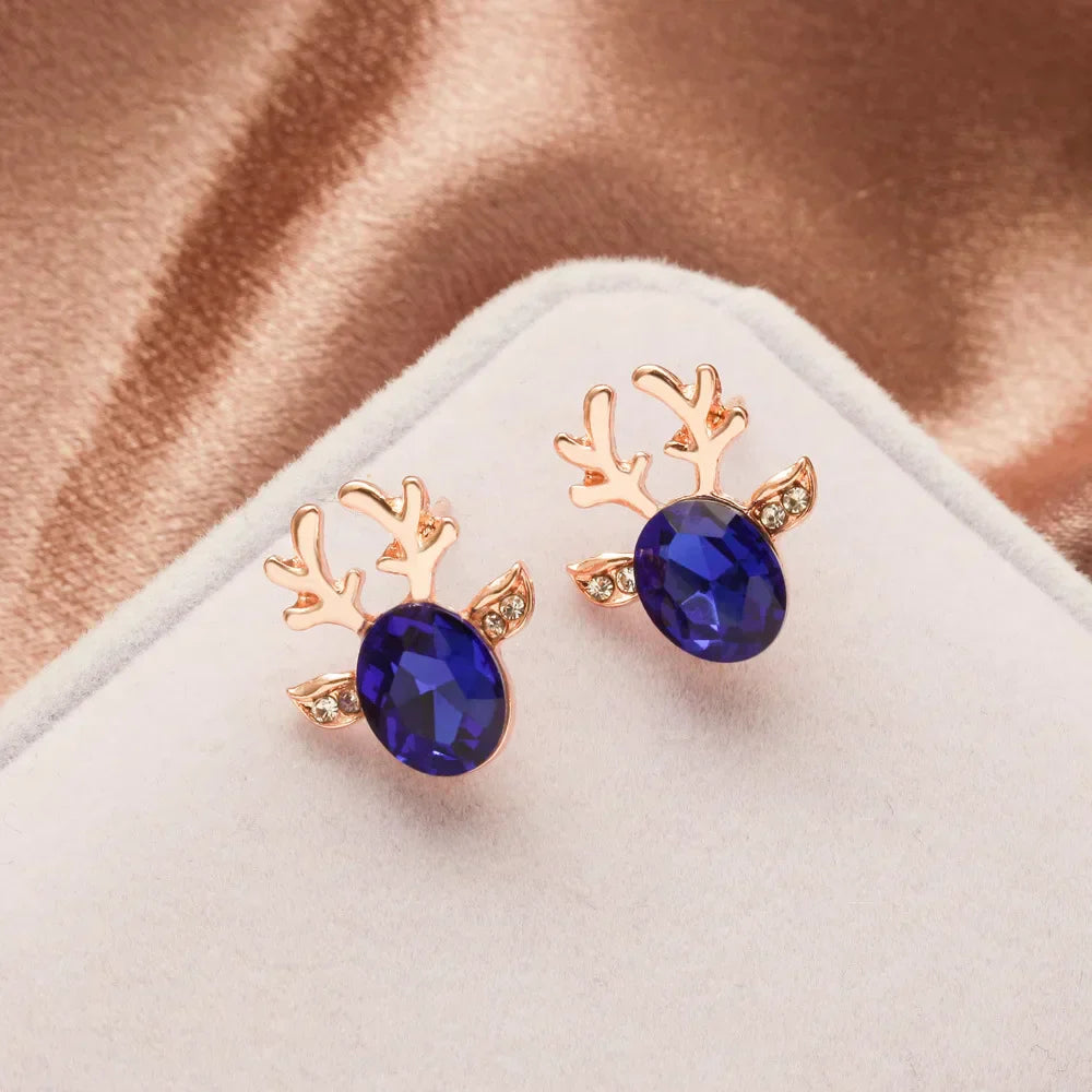 Boucles d'oreilles en cristal de renne de l'esprit de fête