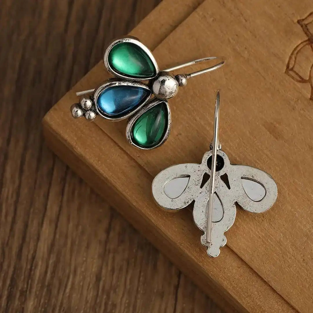 Boucles d'oreilles en forme de larme bleu émeraude