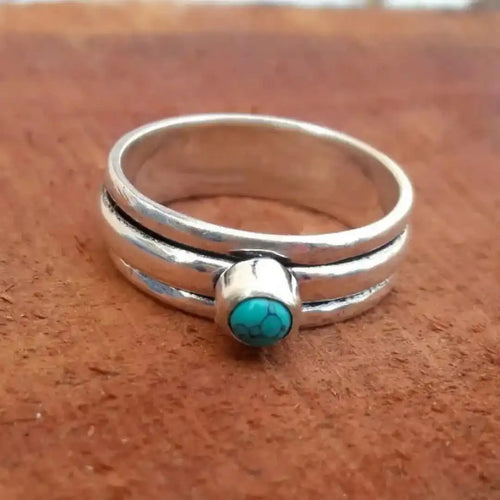 Bague en Pierre Turquoise Superposée Bohème