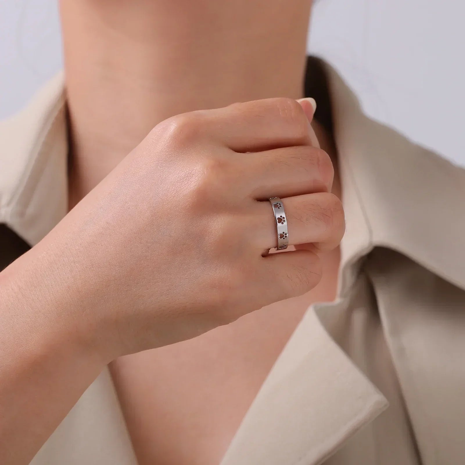 Bague en forme de patte dorée – acier inoxydable