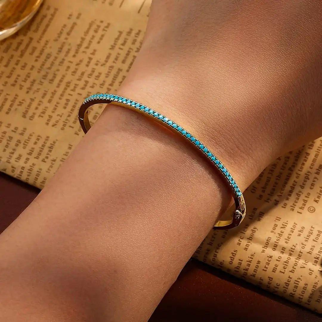 Bracelet en Pierre Turquoise Dorée
