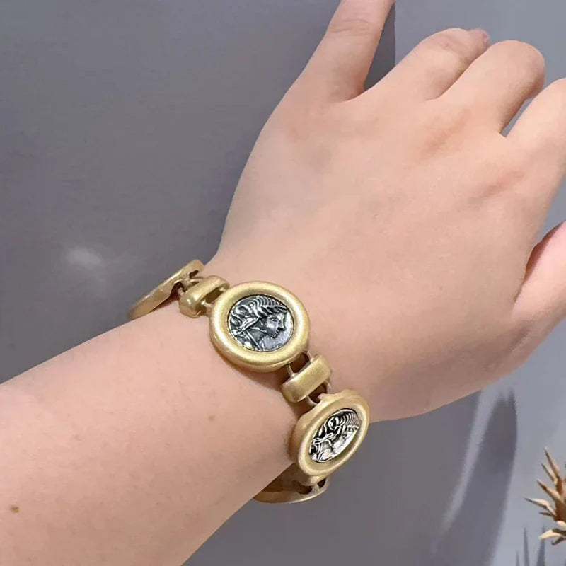 Bracelet Vintage Muinainen Portrait en Or
