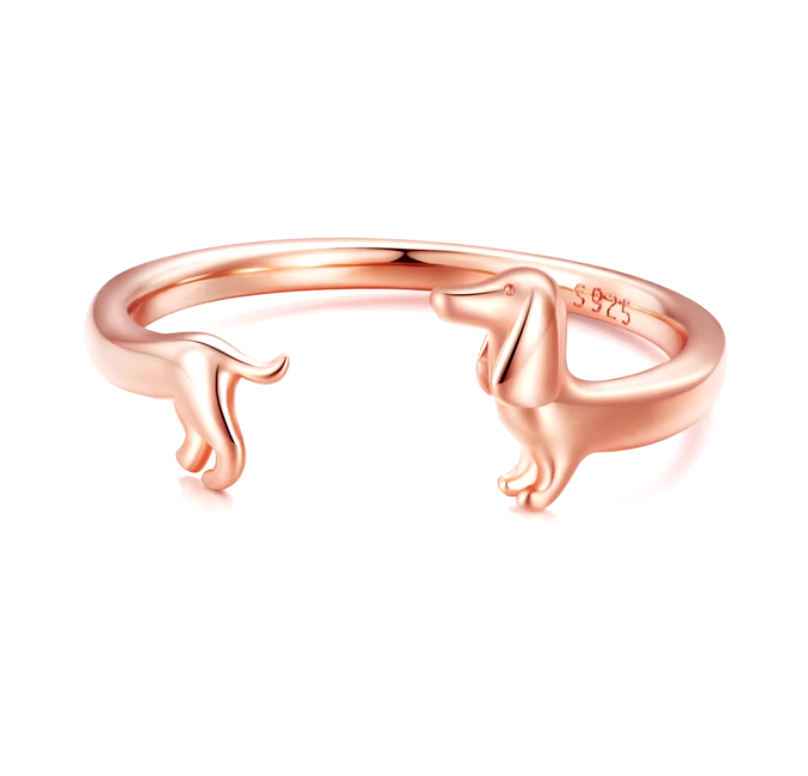 Bague enroulée en forme de teckel – amour pour votre chien
