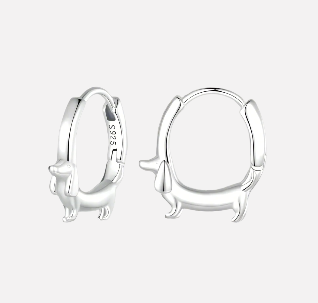 Boucles d'oreilles en forme de teckel précieuses – le trésor de la maman chien