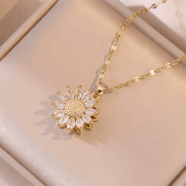 Ensemble de collier et boucles d'oreilles Trendy Hopea Sunflower en zircon