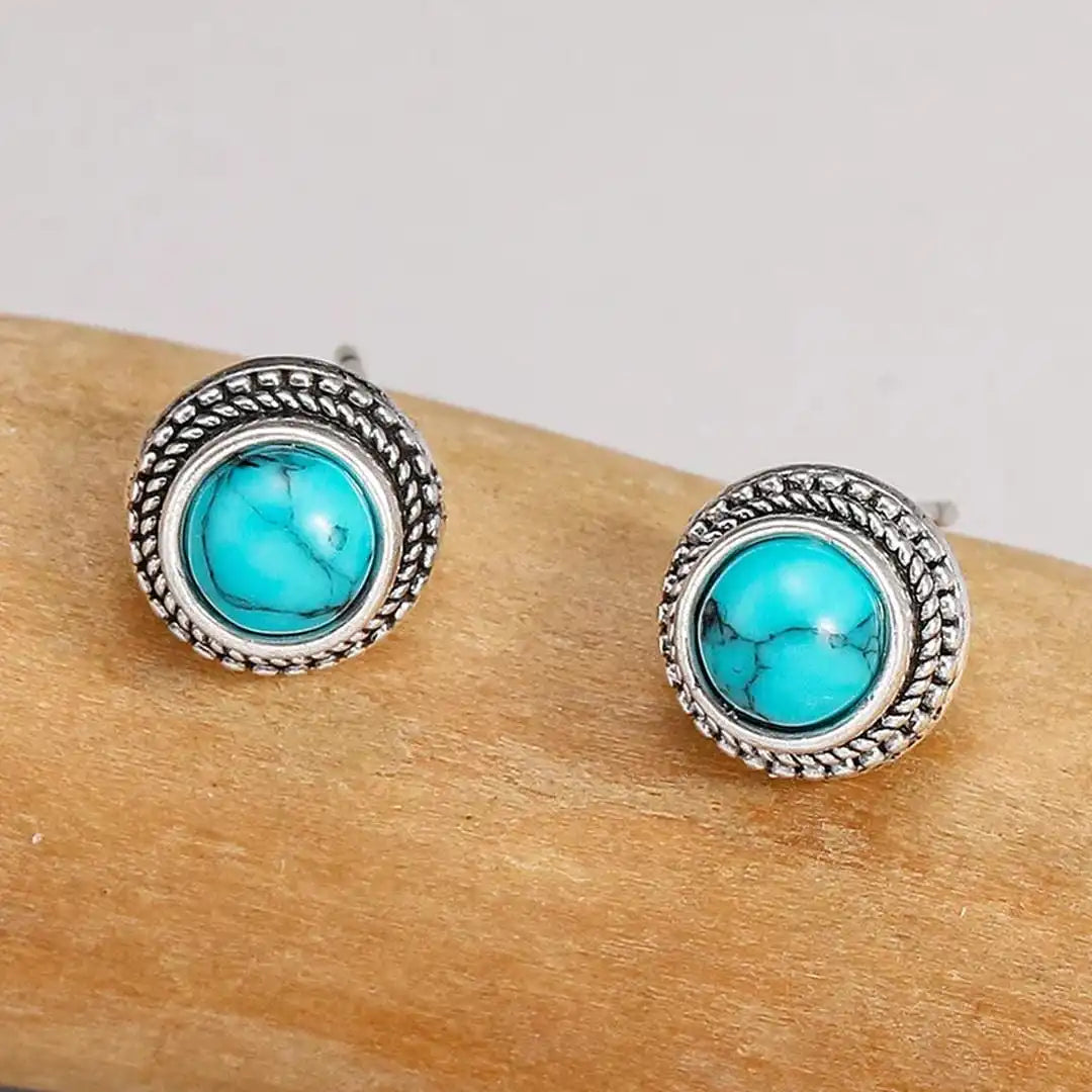 Boucles d'oreilles en imitation turquoise vintage bohème