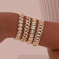 Bracelet réglable en cube de zirconium doré