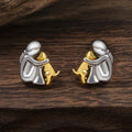 Boucles d'oreilles en argent et or bicolores en forme de câlin