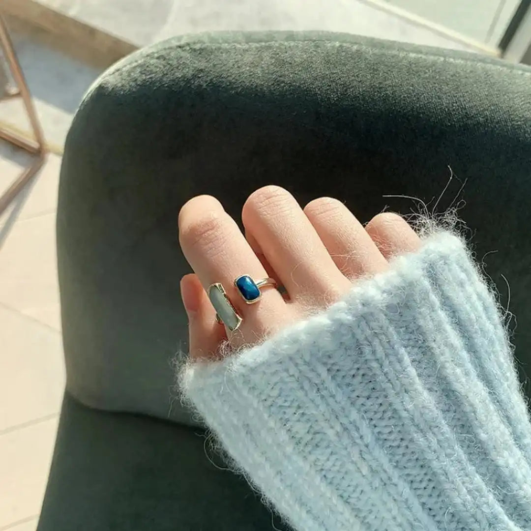 Bague Ajustable en Pierre Précieuse Bleue Bohème