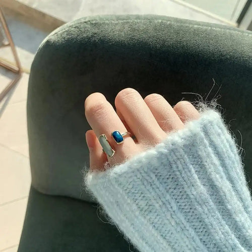 Bague Ajustable en Pierre Précieuse Bleue Bohème