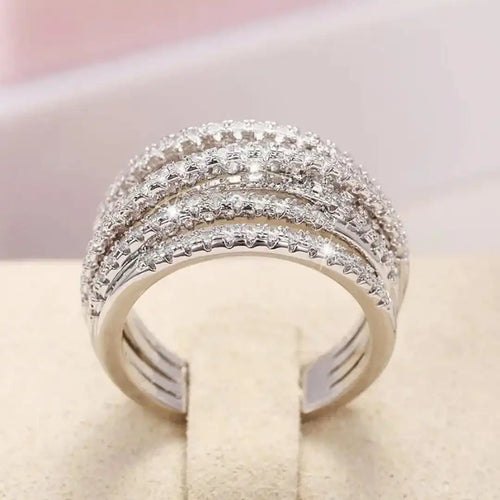 Bague croisée en zirconium empilée