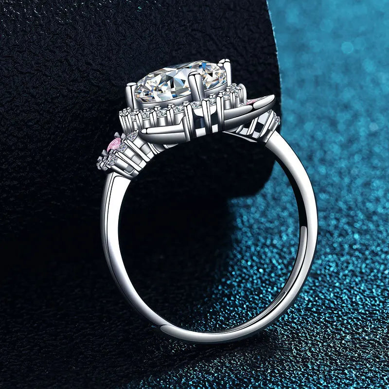 Bague réglable avec oreilles de chat en zircon