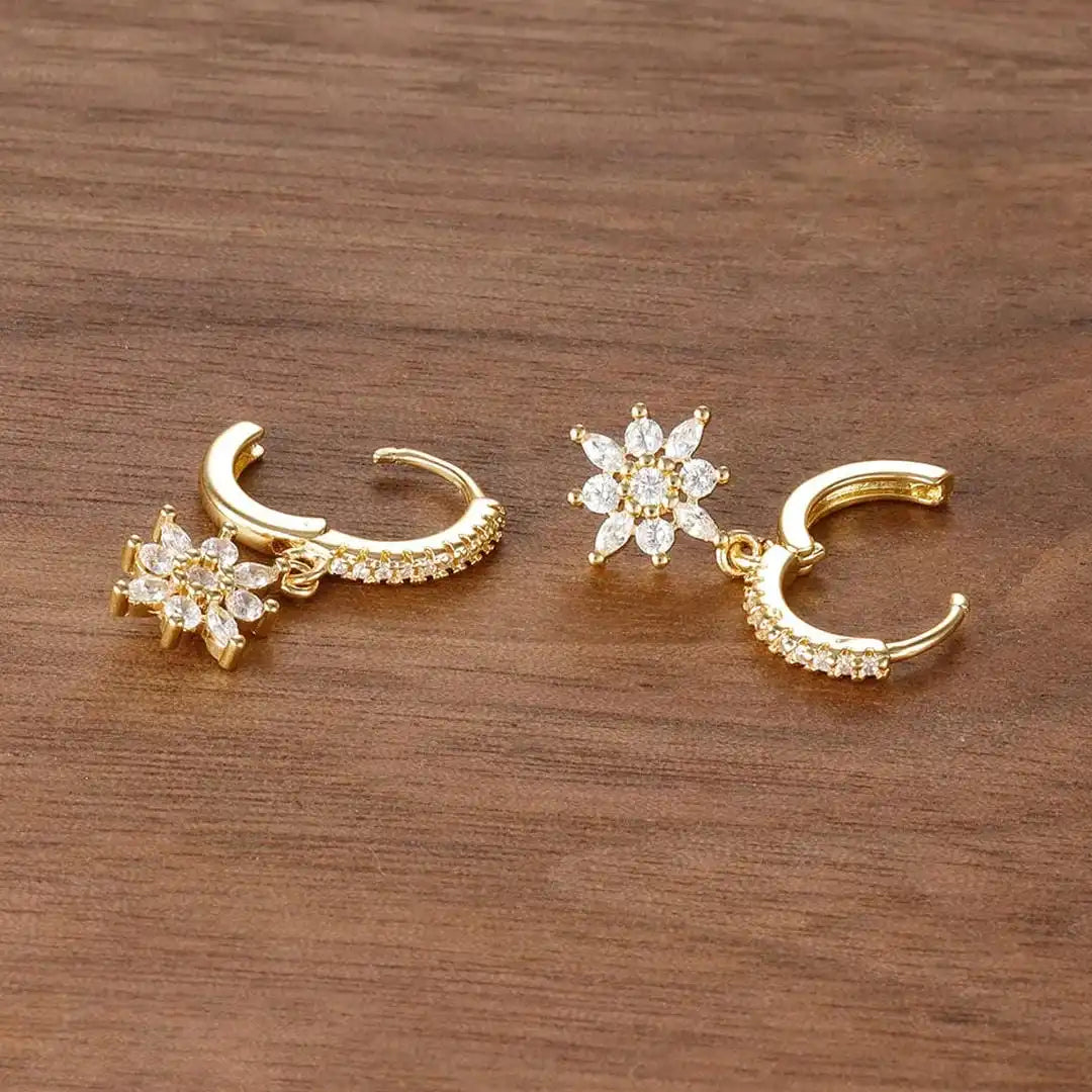 Boucles d'oreilles pendentifs en cristal classique en forme de flocon de neige