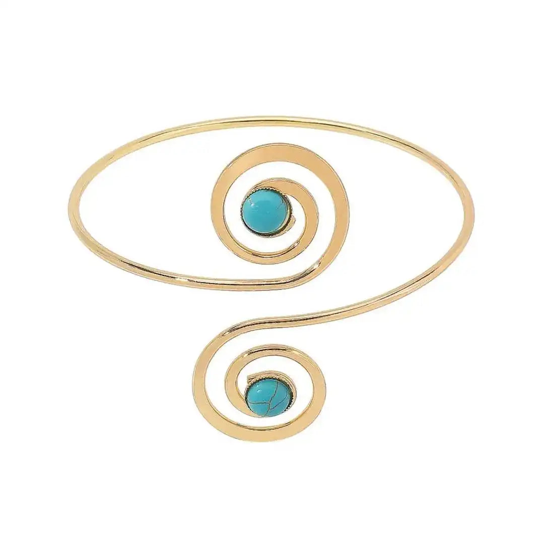 Bracelet de bras en demi-lune argent boho turquoise