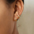 Boucles d'oreilles en zirconium doré intemporel