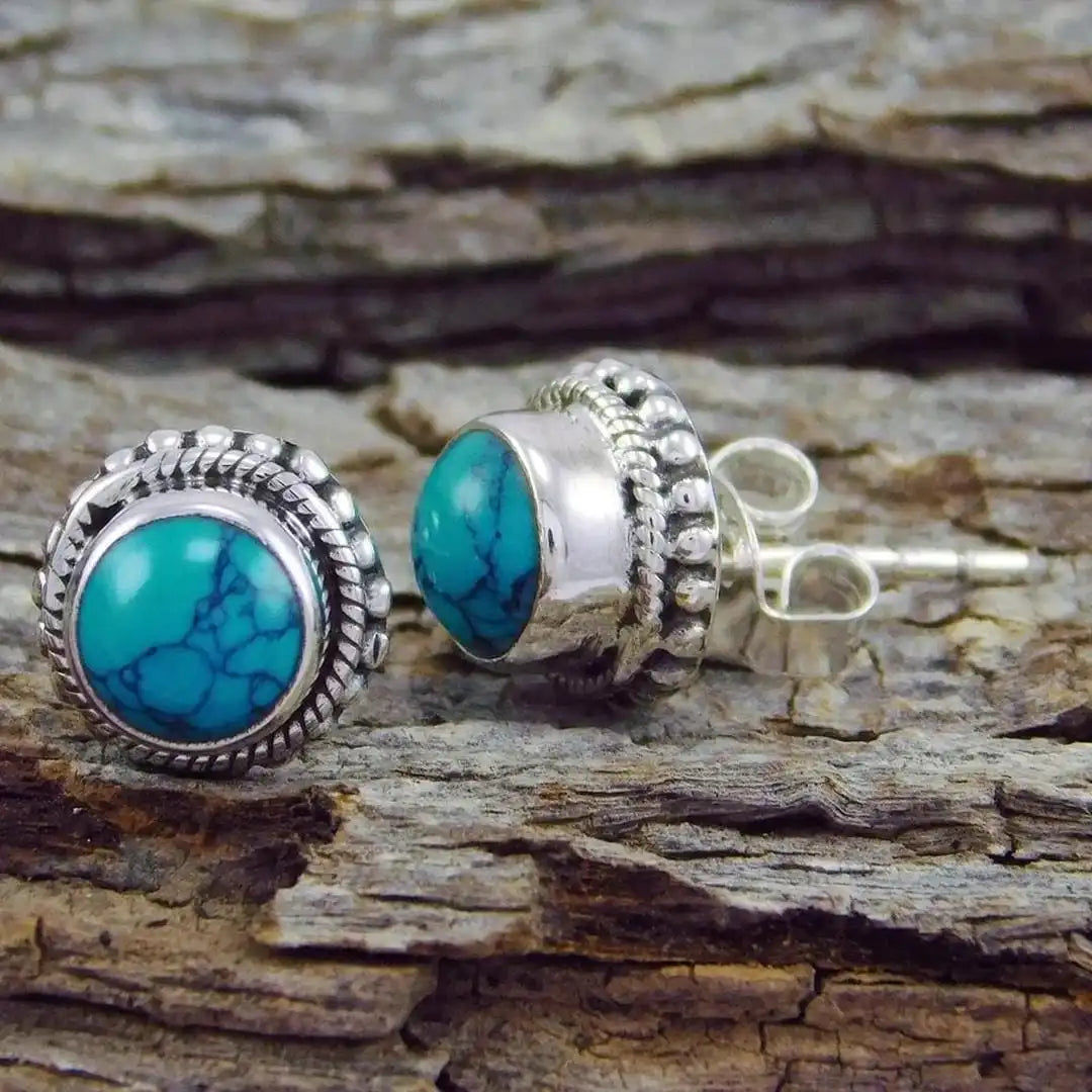 Boucles d'oreilles en imitation turquoise vintage bohème