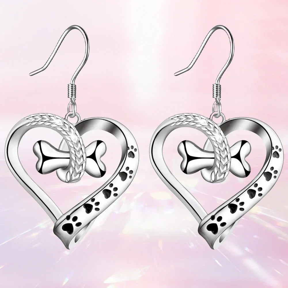 Ensemble de bijoux 2 pièces avec pendentif patte, cœur et os