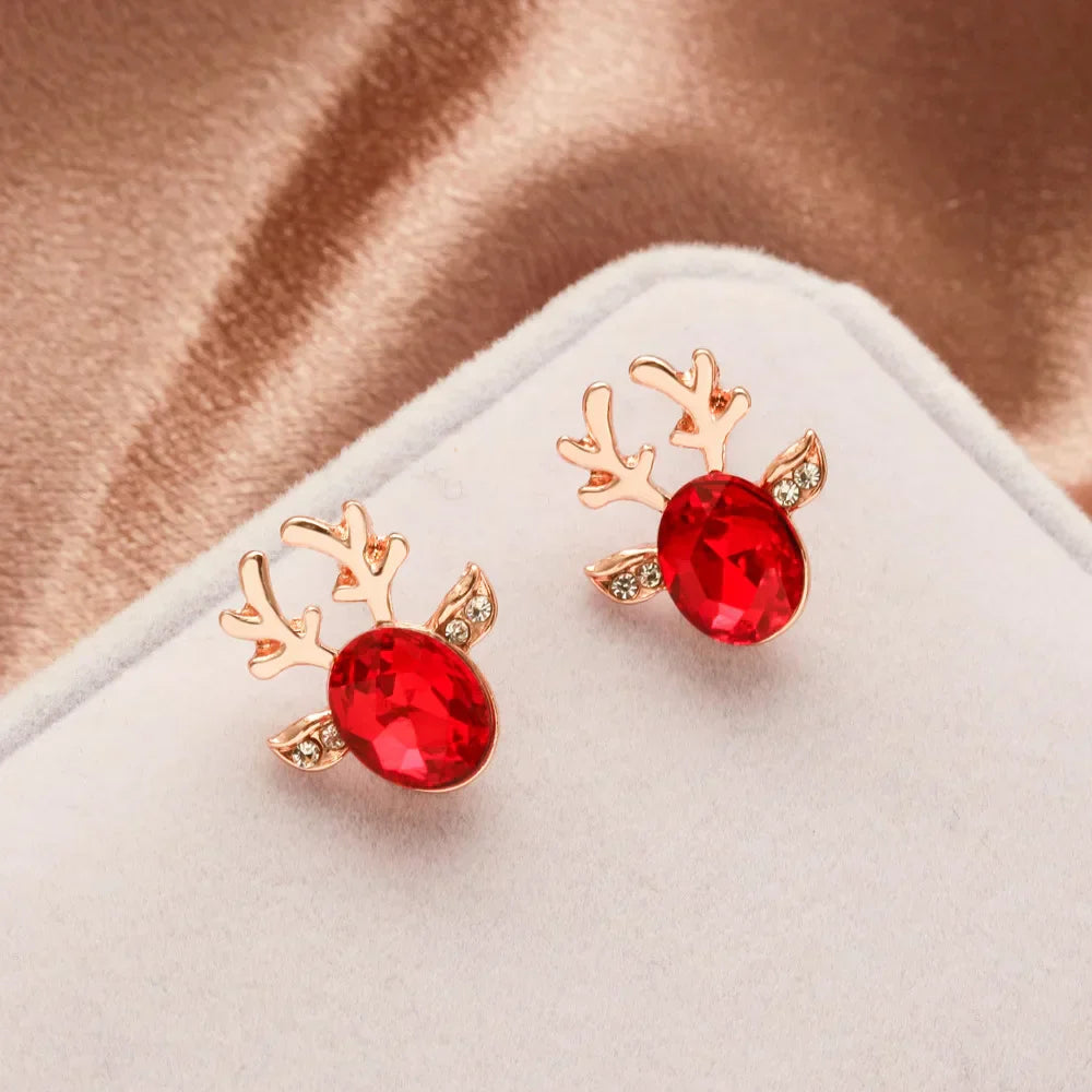 Boucles d'oreilles en cristal de renne de l'esprit de fête
